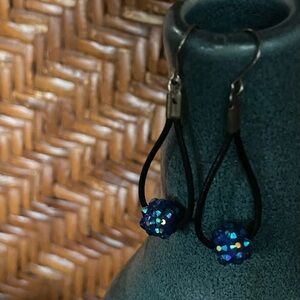 Elegant Blue Disco Ball Earrings